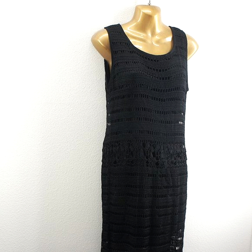 Chicos design black crochet lined dress size 2